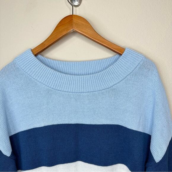 NWT Lucky Brand Ladies' Colorblock Cotton Sweater Blue Multi Size L - Picture 5 of 14